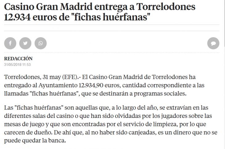 Fichas huérfanas del Casino Gran Madrid