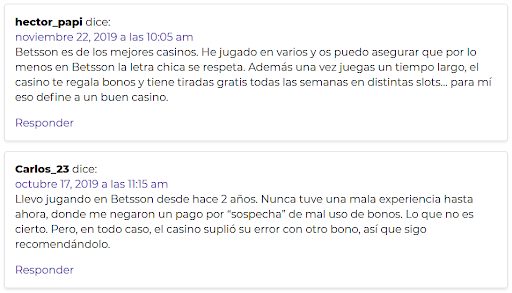 opiniones de jugadores acerca del casino betsson