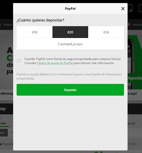 Como hacer depósitos a traves de Paypal en Betway