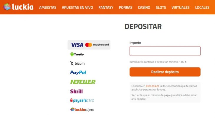 Depósitos en Luckia