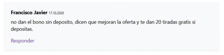 Opinión negativa de un cliente en Casino Professor