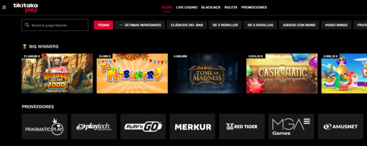 Tragaperras en TikiTaka Play Casino