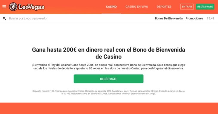 Bono bienvenida Casino LeoVegas