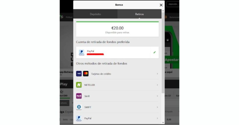 retirada instantanea Betway casino