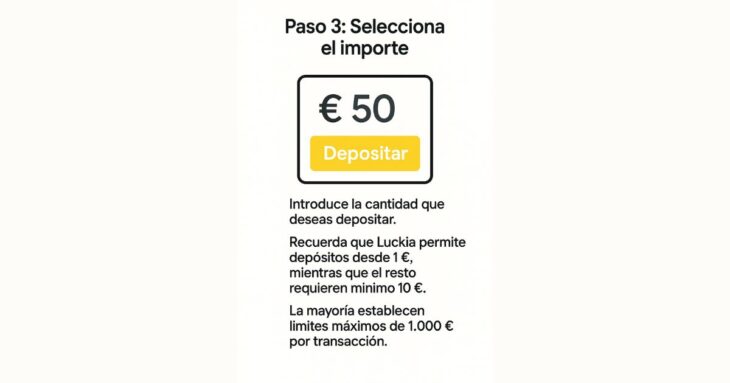 Paso 2 selecciona el importe a depositar