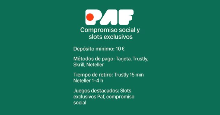 características del casino Paf