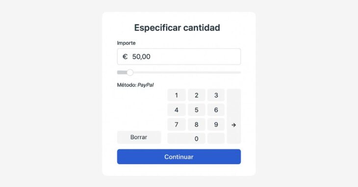 Introducir importe del depósito con PayPal en el casino