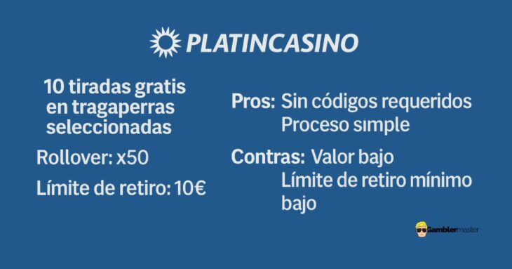 análisis de bono sin depósito de Platincasino