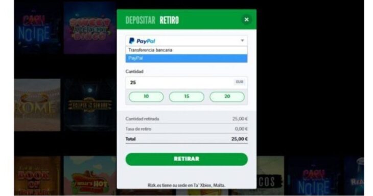 retiradas instantáneas de casinos con PayPal
