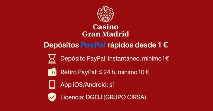 características de las transacciones con PayPal en casino gran madrid apuestas