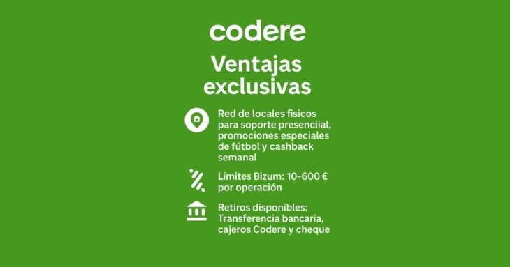 características de codere apuestas con Bizum