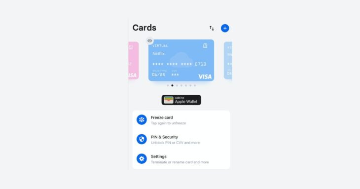 tarjetas virtuales desechables en Revolut