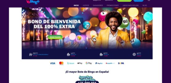 vista del sitio web de yobingo
