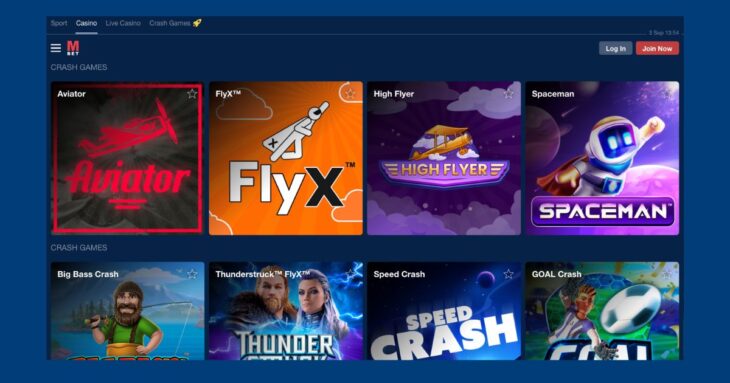 Crash games en Marathonbet
