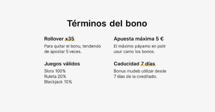 Términos de un bono de casino