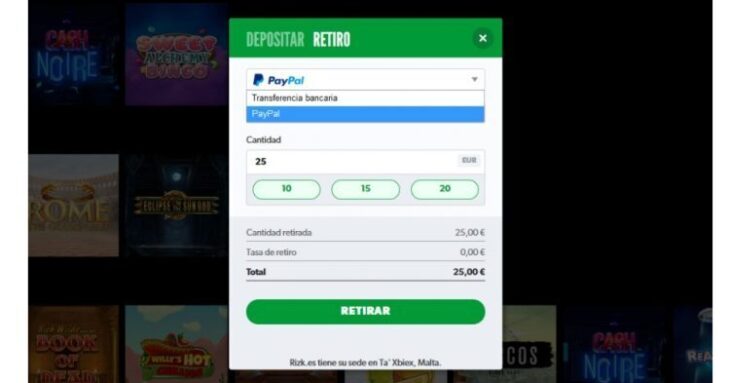retiradas de casinos con PayPal